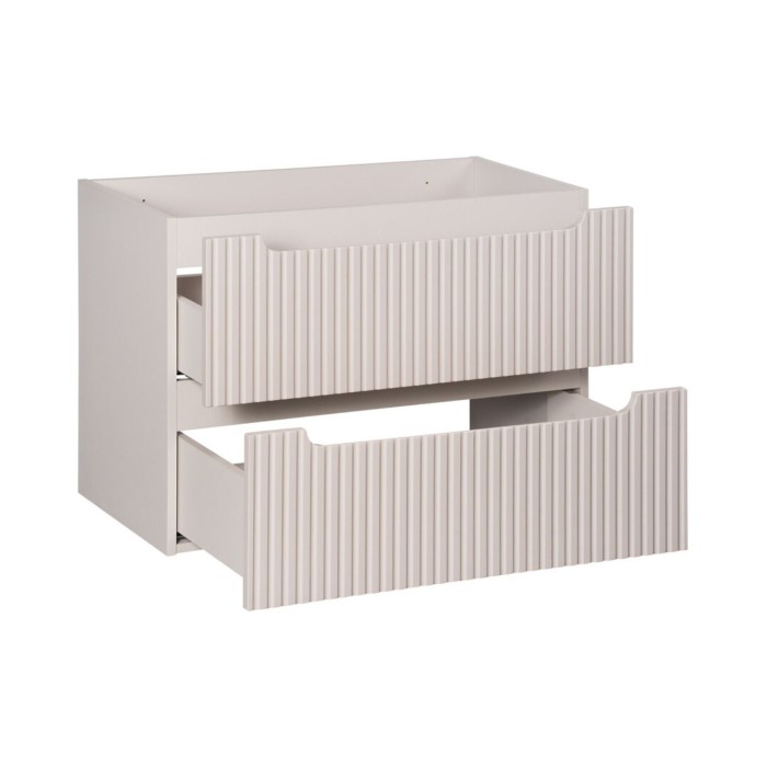 Conjunto de baño suspendido VANO cachemira mate 80cm: mueble bajo lavabo con cajones ranurados + encimera para lavabo