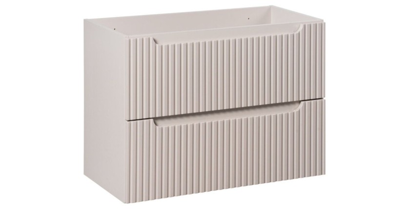 Meuble sous vasque à tiroirs rainuré coloris cachemire VANO 80cm
