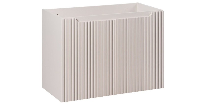 Meuble sous vasque à placards rainuré coloris cachemire VANO 80cm
