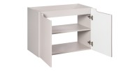 Meuble sous vasque à placards rainuré coloris cachemire VANO 80cm ouvert