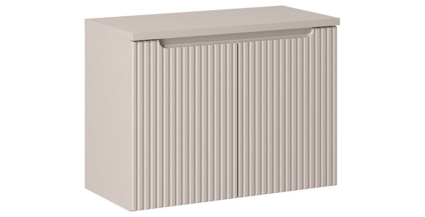 Ensemble VANO cachemire 80cm : meuble sous vasque à placards et plan pour vasque