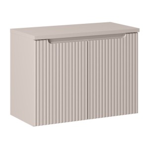 Ensemble VANO cachemire 80cm : meuble sous vasque à placards et plan pour vasque