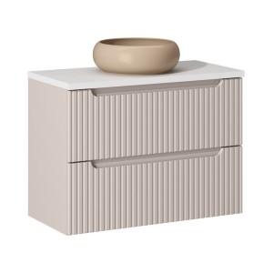 Ensemble VANO cachemire et blanc : meuble sous vasque, plan pour vasque et vasque cappuccino