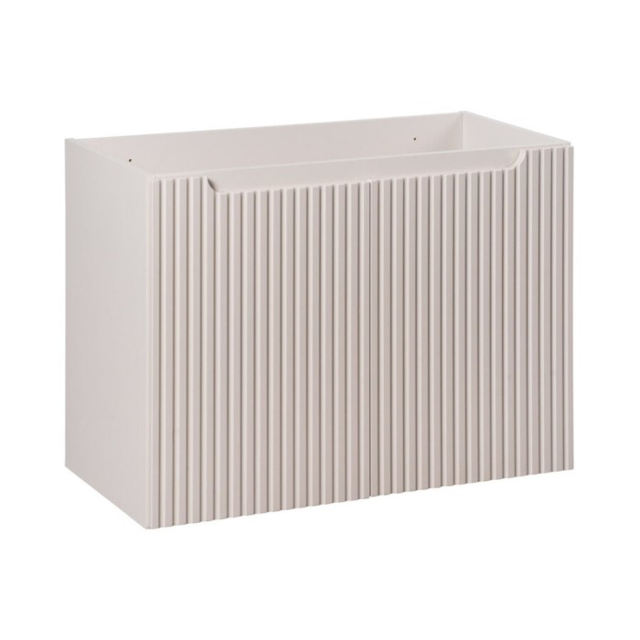 Insieme VANO cachemire e bianco 80cm : mobile sottolavabo con armadietti scanalati verticalmente + piano per lavabo bianco opaco