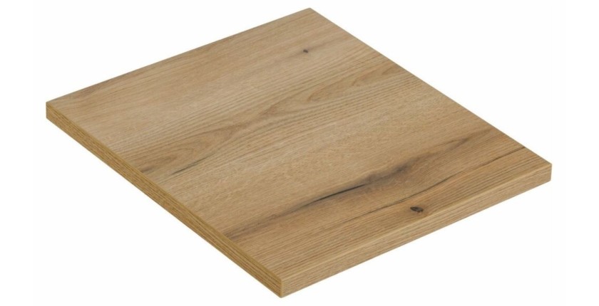 Ensemble VANO cachemire et chêne 50cm : meuble sous vasque à tiroirs + plan pour vasque + vasque à poser rectangulaire