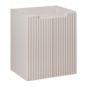 Ensemble VANO cachemire et chêne 50cm : meuble sous vasque à placards + plan pour vasque + vasque à poser rectangulaire