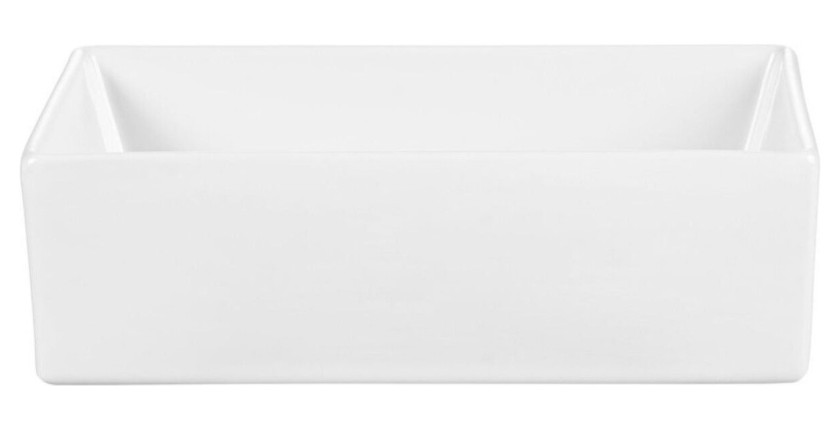 Ensemble VANO cachemire et chêne 50cm : meuble sous vasque à placards + plan pour vasque + vasque à poser rectangulaire