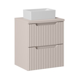 Ensemble VANO cachemire 50cm : meuble sous vasque, plan pour vasque et vasque à poser rectangulaire