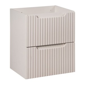 Ensemble VANO cachemire mat 50cm : meuble sous vasque à tiroirs + plan pour vasque + vasque à poser rectangulaire blanche