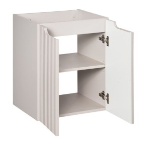 Ensemble VANO cachemire mat 50cm : meuble sous vasque à placards + plan pour vasque + vasque à poser rectangulaire blanche