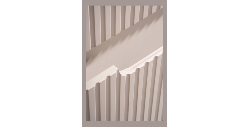 Ensemble de salle de bain VANO cachemire mat 50cm : meuble sous vasque à tiroirs rainuré verticalement + plan pour vasque