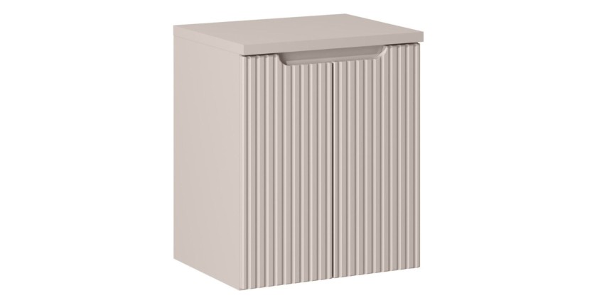 Ensemble VANO cachemire 50cm : meuble sous vasque à placards et plan pour vasque