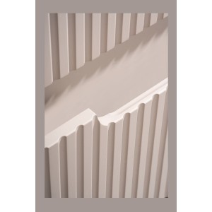 Ensemble VANO cachemire et blanc 50cm : meuble sous vasque à tiroirs rainuré verticalement + vasque encastrée blanche