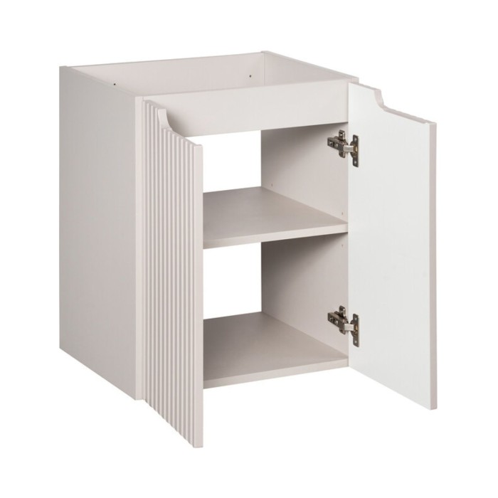 Insieme VANO cachemire e bianco 50cm: mobile sottolavabo con ante a scanalature verticali + lavabo incassato bianco