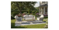Salon de jardin 4 places aluminium beige avec corde et table basse – ROTINIA