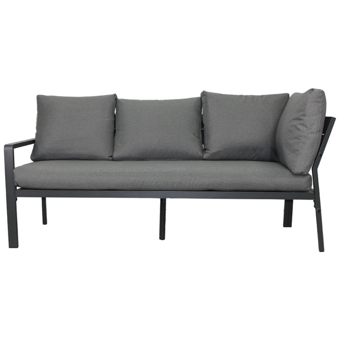 Gartenset Ecksofa 7-Sitzer aus Aluminium in Grau mit höhenverstellbarem Tisch und Hocker – FERONA