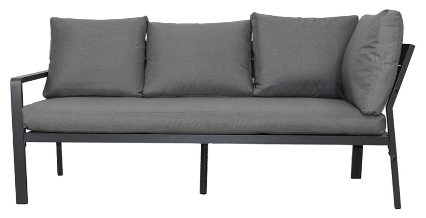 Salon de jardin d’angle FERONA 7 places avec table relevable et pouf – aluminium gris