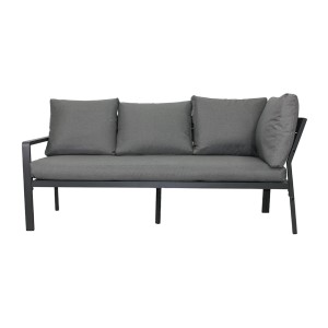 Salon de jardin d’angle FERONA 7 places avec table relevable et pouf – aluminium gris