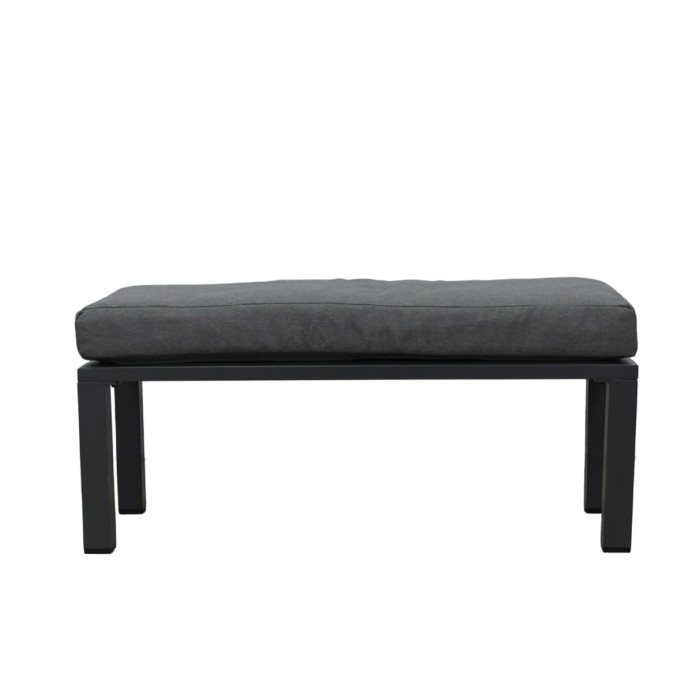 Gartenset Ecksofa 7-Sitzer aus Aluminium in Grau mit höhenverstellbarem Tisch und Hocker – FERONA