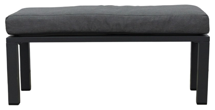 Salon de jardin d’angle FERONA 7 places avec table relevable et pouf – aluminium gris