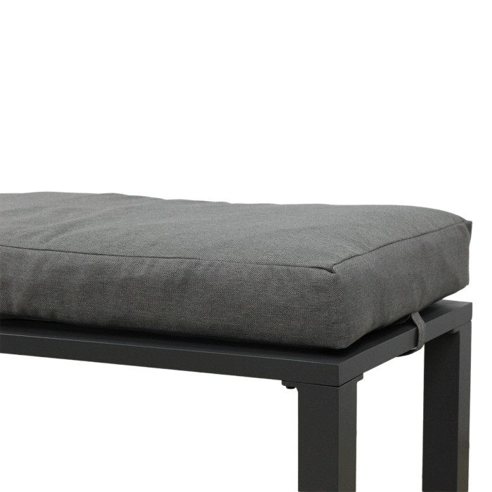 Gartenset Ecksofa 7-Sitzer aus Aluminium in Grau mit höhenverstellbarem Tisch und Hocker – FERONA