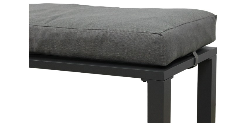 Salon de jardin d’angle FERONA 7 places avec table relevable et pouf – aluminium gris