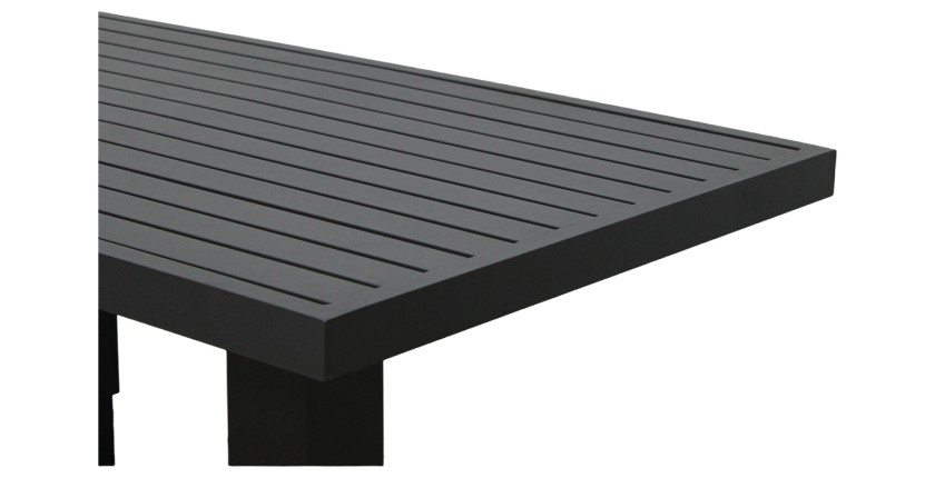 Salon de jardin d’angle FERONA 7 places avec table relevable et pouf – aluminium gris