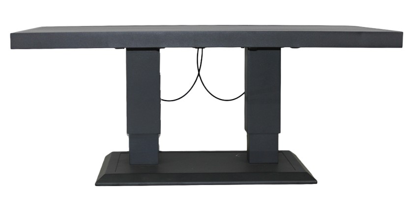 Salon de jardin d’angle 7 places aluminium gris table relevable et pouf – FERONA