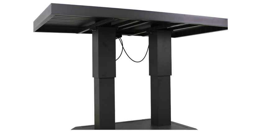 Salon de jardin d’angle FERONA 7 places avec table relevable et pouf – aluminium gris