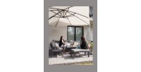 Salon de jardin d’angle 7 places aluminium gris table relevable et pouf – FERONA