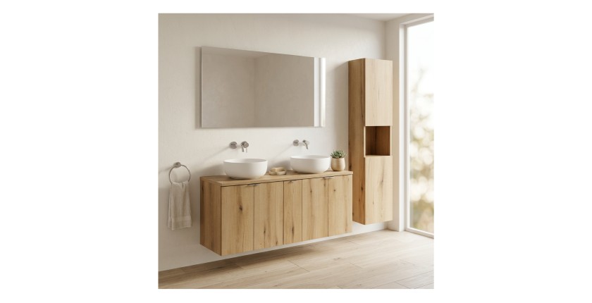 Ensemble VANO 170cm : meubles sous vasque, plan pour vasque et colonne mis en situation