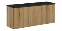 Ensemble VANO chêne et noir 140cm : meubles sous vasque chêne et plan pour vasque noir