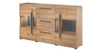 Buffet BREDA 180 cm – Designer-Möbel aus Eiche mit LED, teilweise verglasten Türen und 3 Schubladen