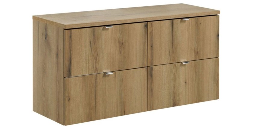 Ensemble VANO 120cm : meubles sous vasque à tiroirs et plan pour vasque