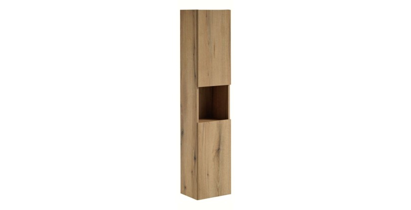 <Ensemble VANO aspect eiken en zwart 150cm: meubelonderkasten met kastdeuren + blad voor wastafel + ronde opbouwwastafels + kolo