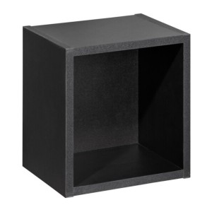<Ensemble VANO aspect eiken en zwart 150cm: meubelonderkasten met kastdeuren + blad voor wastafel + ronde opbouwwastafels + kolo