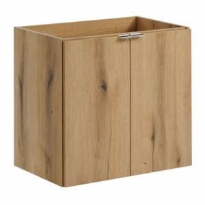 <Ensemble VANO aspect eiken en zwart 150cm: meubelonderkasten met kastdeuren + blad voor wastafel + ronde opbouwwastafels + kolo