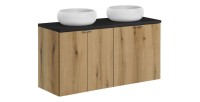 Ensemble VANO 120cm chêne et noir : meubles sous vasque, plan pour vasque et vasques à poser