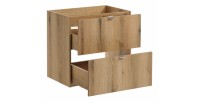 Meuble sous vasque à tiroirs rainuré coloris cachemire VANO 60cm ouvert