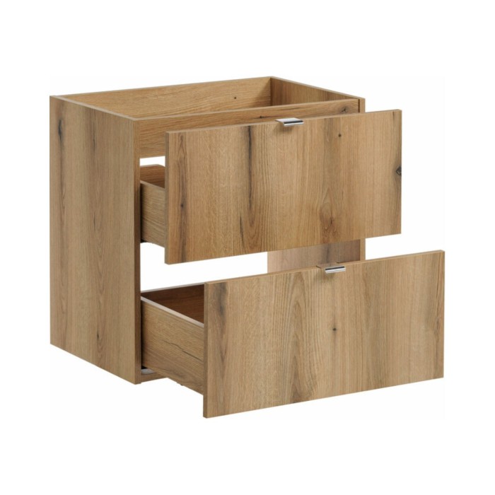 Meuble sous vasque à tiroirs rainuré coloris cachemire VANO 60cm ouvert