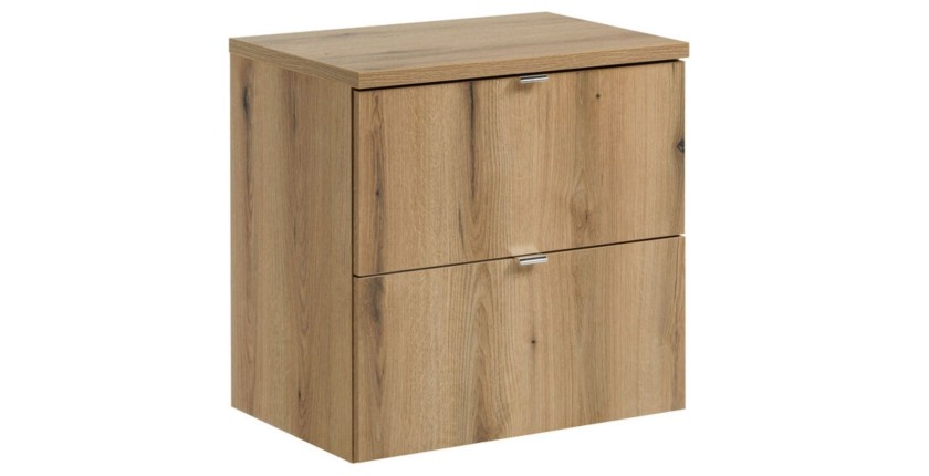 ensemble VANO chêne 60cm : meuble sous vasque à tiroirs et plan pour vasque