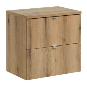 ensemble VANO chêne 60cm : meuble sous vasque à tiroirs et plan pour vasque