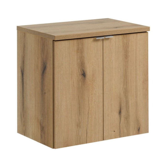 Conjunto de baño suspendido VANO acabado roble 60cm: mueble bajo lavabo con armarios + encimera para lavabo