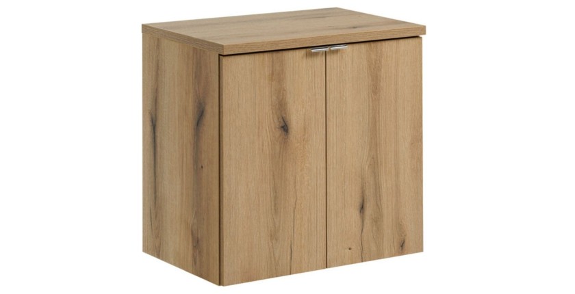 Ensemble VANO 60cm chêne : meuble sous vasque à placards et plan pour vasque