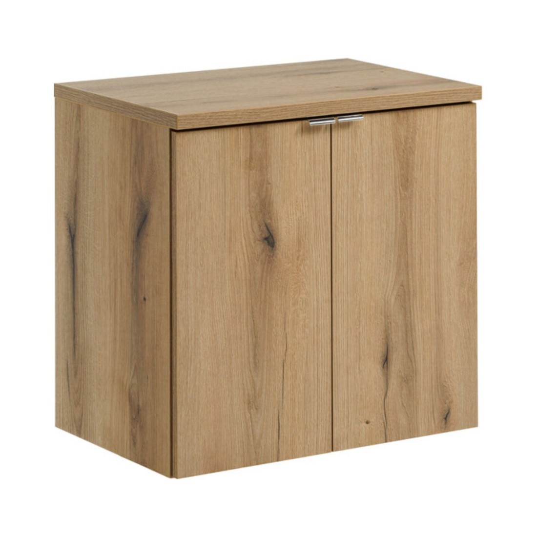 Ensemble VANO 60cm chêne : meuble sous vasque à placards et plan pour vasque