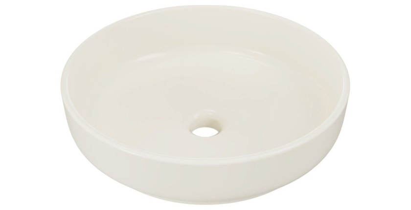 Vasque à poser ronde 40 cm en céramique ivoire mate
