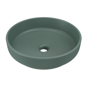 Vasque à poser ronde 40 cm en céramique vert forêt mate