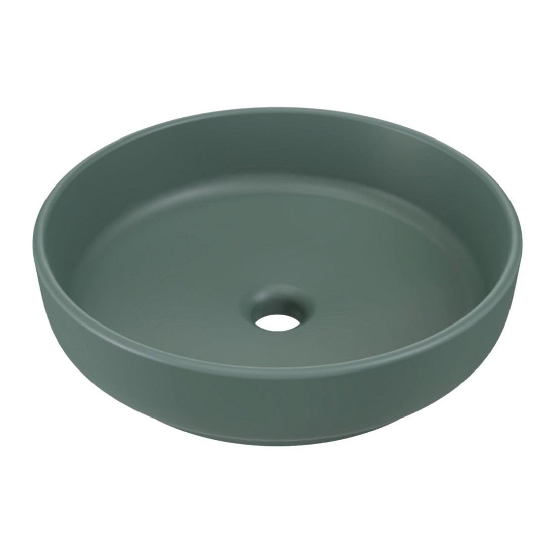 Vasque à poser ronde 40 cm en céramique vert forêt mate