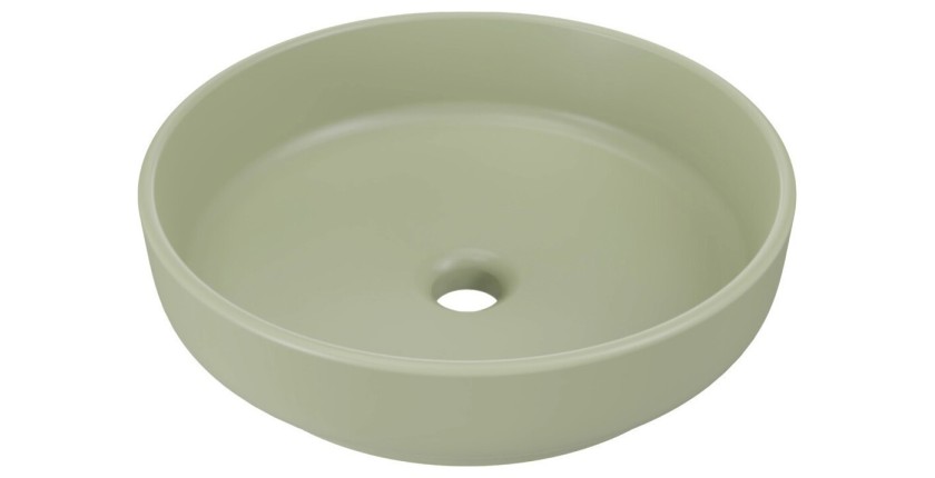 Vasque à poser ronde 40 cm en céramique vert olive mate