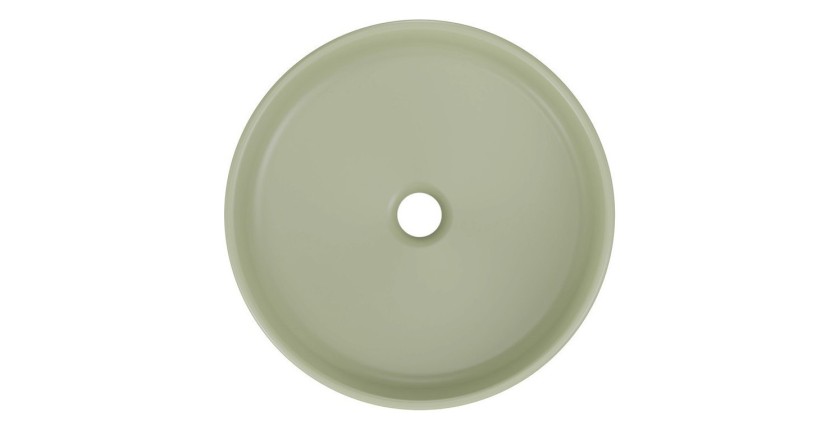 Vasque à poser ronde 40 cm en céramique vert olive mate